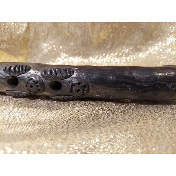 Dona Rosa Signed Coyotepec Oaxaca Mexican Folk Art Black Pottery Flute - Picture 10 of 16